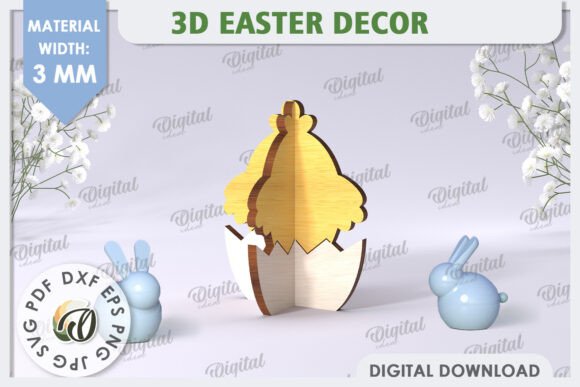 3D Easter Chik Laser Cut for Home Decor