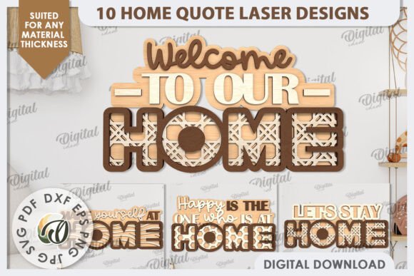 3D Home Quotes Laser Cut Bundle: A Digital Design Resource for Creative Projects
