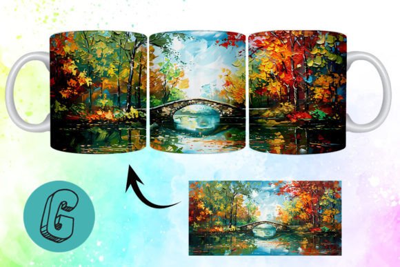 3D Oil Paint Autumn Park Mug Wrap 01