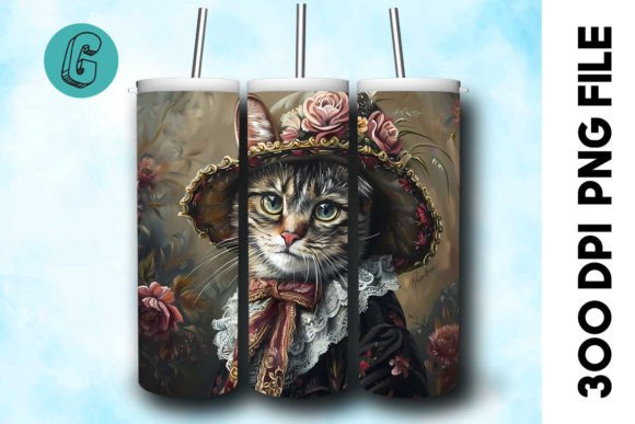3D Oil Paint Cat Tumbler Wrap for Creative Projects