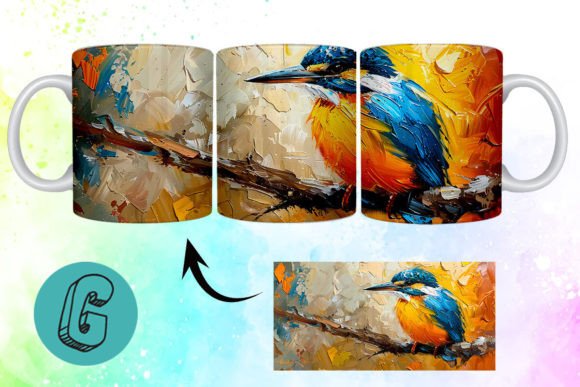 3D Oil Paint Cute Bird Mug Wrap 04 – A Versatile Digital Asset for Creative DIY Enthusiasts