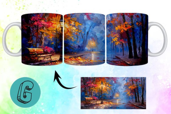 3D Oil Paint Fall Street Mug Wrap 10