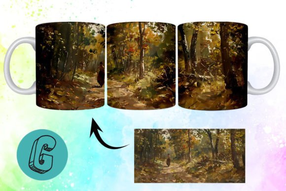 3D Oil Paint Forest Garden Mug Wrap 17 – A Creative Digital Resource for DIY Enthusiasts