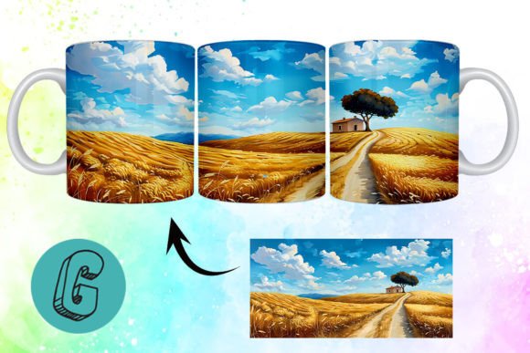 3D Oil Paint Landscape Mug Wrap 03: A Creative Solution for DIY Enthusiasts