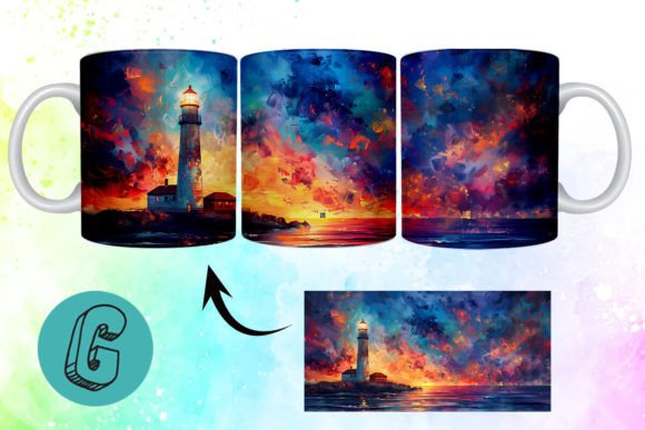 3D Oil Paint Lighthouse Mug Wrap 19: A Must-Have for Creative DIY Projects