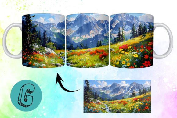 3D Oil Paint Mountain Mug Wrap 11: A Creative Tool for Art Enthusiasts and DIY Lovers