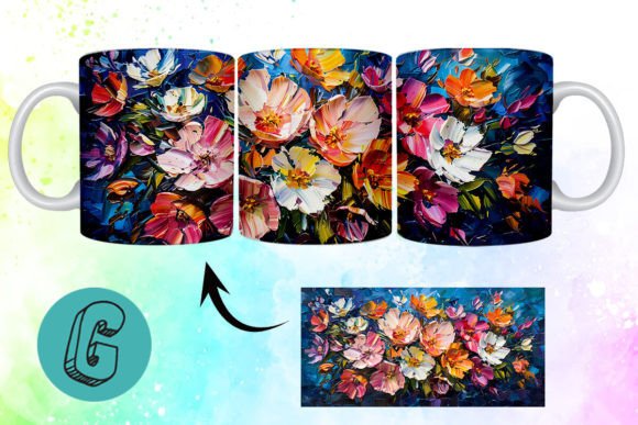 3D Oil Paint Pretty Flowers Mug Wrap 18