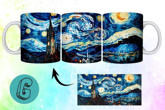 3D Oil Paint Starry Night Mug Wrap 07: A Strategic Tool for Creative Professionals and DIY Enthusiasts