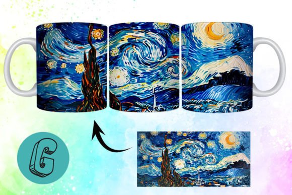 3D Oil Paint Starry Night Mug Wrap 13: A Creative Tool for DIY Enthusiasts