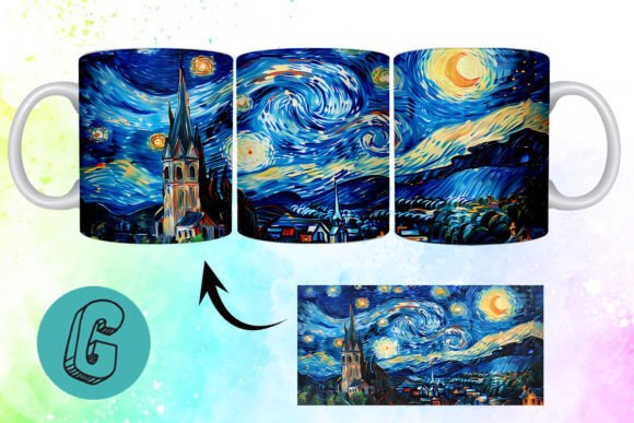 3D Oil Paint Starry Night Mug Wrap 17: A Creative Tool for DIY Enthusiasts