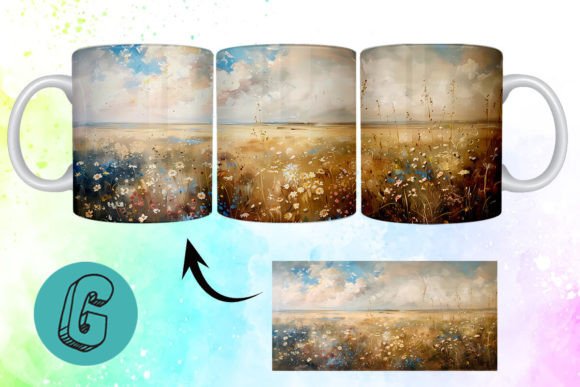 3D Oil Paint Wildflowers Mug Wrap 07 – A Creative Digital Asset for DIY Enthusiasts