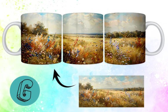 3D Oil Paint Wildflowers Mug Wrap 09 – A Creative Digital Asset for DIY Enthusiasts