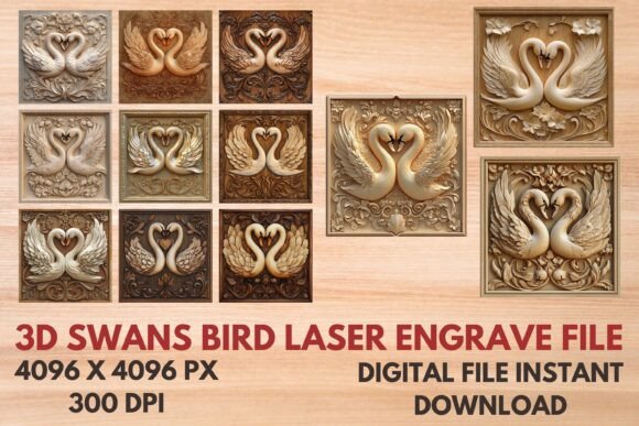 3D Swans Bird Laser Engrave File – Creative Possibilities for Every Project