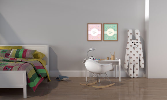 A 3D Colorful Room for Kids Empty Frames