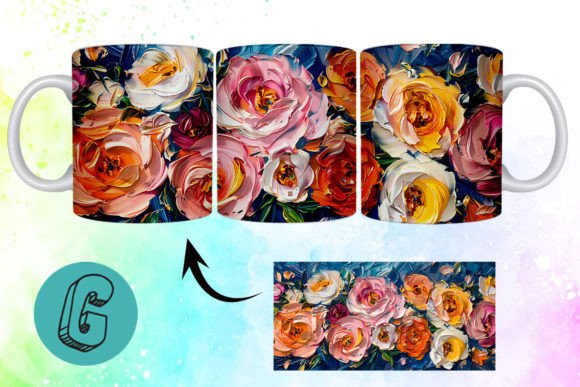 Enhancing Creativity with 3D Oil Paint Pretty Flowers Mug Wrap 01: A High-Quality Digital Asset for Modern Makers