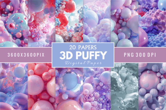 Watercolor 3D Puffy Digital Paper Bundle: A Versatile Resource for Creative Projects